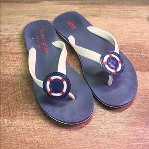 Kate Spade Blue and White Sandals with Nautical Straps